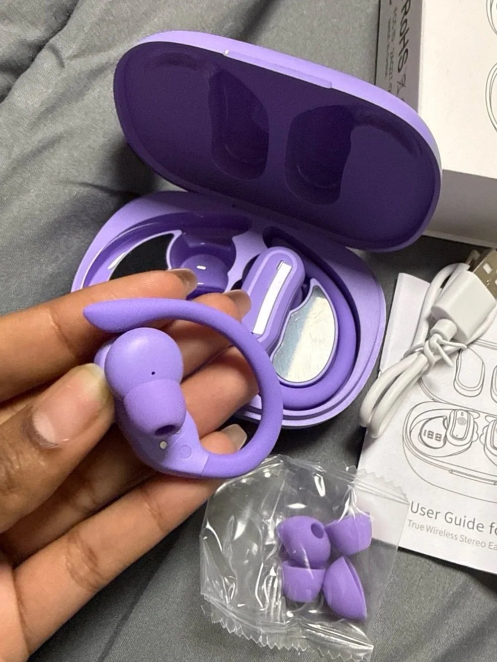 Wireless Bluetooth Earbuds with Charging Case - Purple